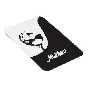 Hello Black and White Golf Theme Magnet
