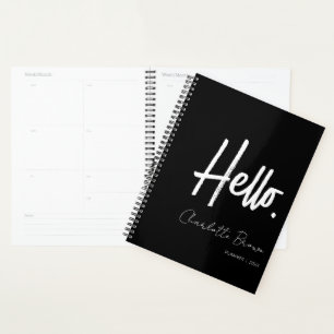 Hello Black and White Modern Minimalist Planner