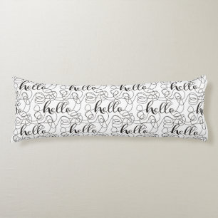 HELLO black seamless pattern with LINES Body Cushion