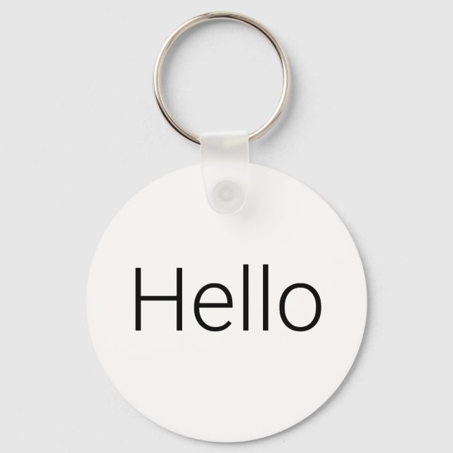 Hello, black white minimalist key ring (Front)