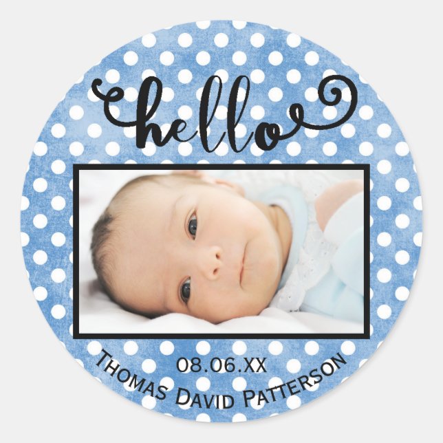 hello blue dots/photo - Circle Sticker (Front)