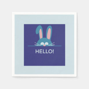 Hello blue Easter Bunny Napkin