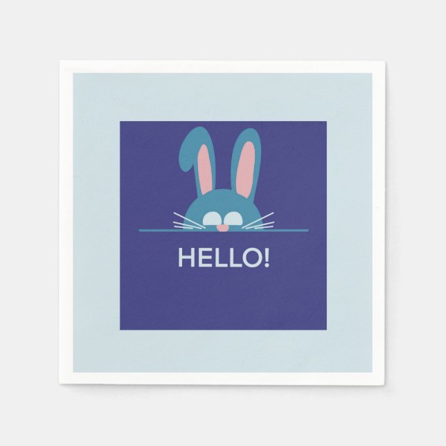 Hello blue Easter Bunny  Napkin (Front)