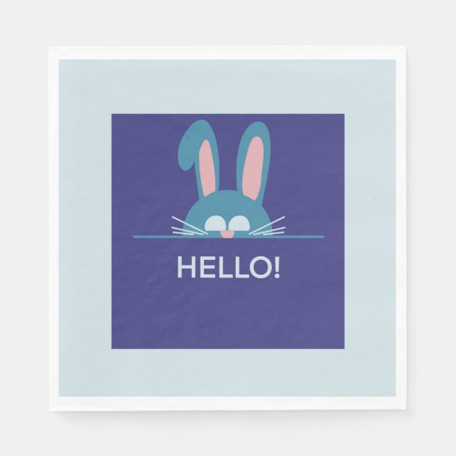 Hello blue Easter Bunny  Napkin (Front)