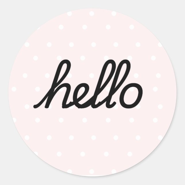 Hello! Blush Polka Dots Sticker (Front)