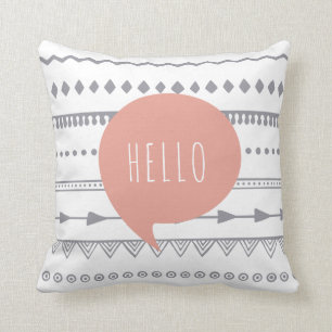'Hello' Boho Style Throw Cushion