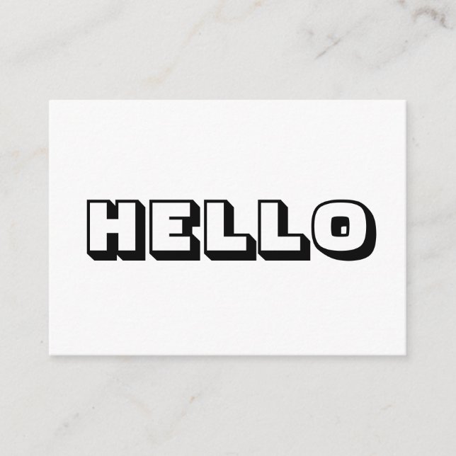 Hello, bold modern black white card (Front)