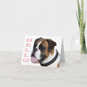 Hello Boxer Puppy Dog Blank Card