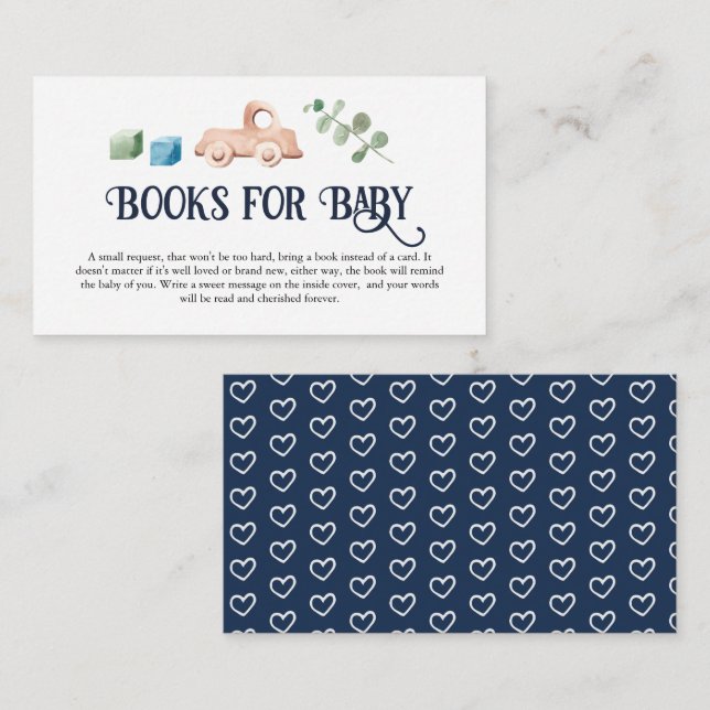 Hello Boy Baby Shower Books for Baby Enclosure Card (Front/Back)