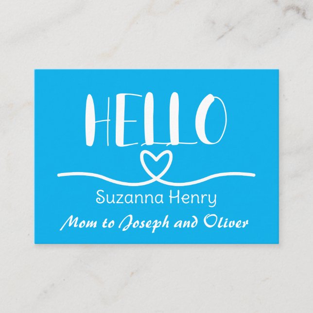 Hello Boy Mum Contact Card Mummy Calling Card (Front)