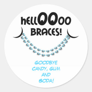 Hello Braces Blue Orthodontist Patient Reminder Classic Round Sticker