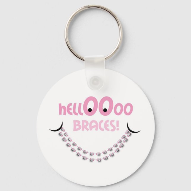 Hello Braces Pink Key Ring (Front)