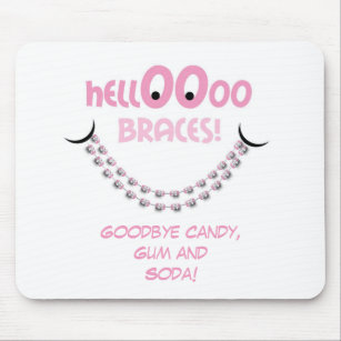 Hello Braces Pink Orthodontist Patient Gift Custom Mouse Pad