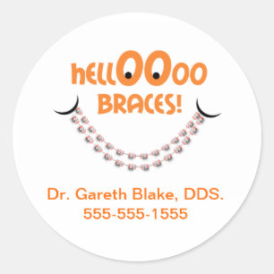 Hello Braces Tangerine Orthodontist Patient Custom Classic Round Sticker