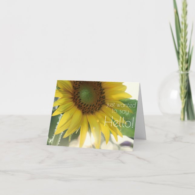 "Hello!" Bright Sunflower Photo Notecard (Front)