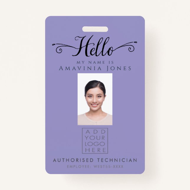Hello Business Photo ID Identification Plastic ID Badge (Front)