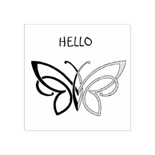 Hello,  Butterfly Rubber Stamp