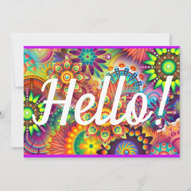 Hello Card Bright Happy Rainbow Birthday or Any (Front)