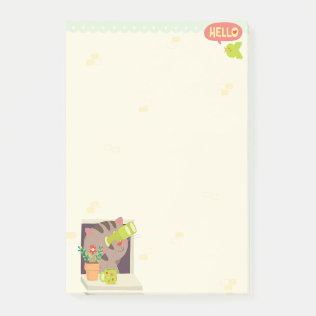 Hello Cat 4 x 6 Post-it Notes (Front)