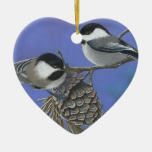 Hello Chickadees Ceramic Ornament