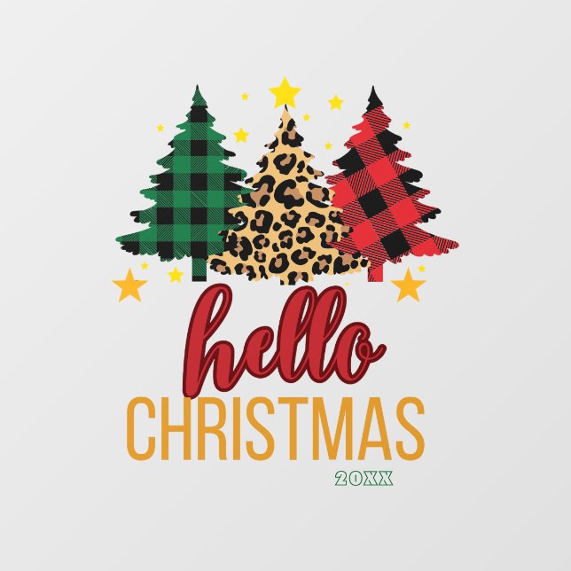 Hello Christmas Plaid Leopard Xmas Trees Custom  (Sheet)