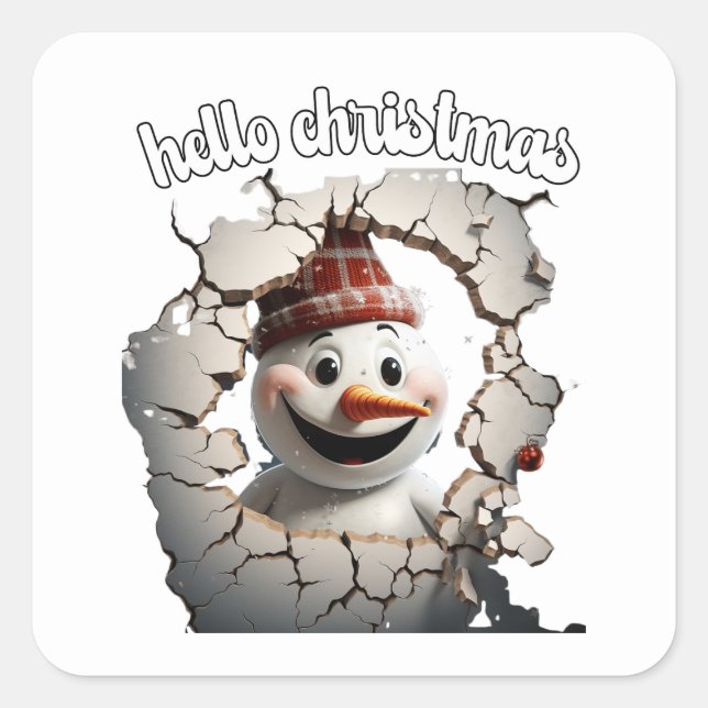 hello christmas square sticker (Front)