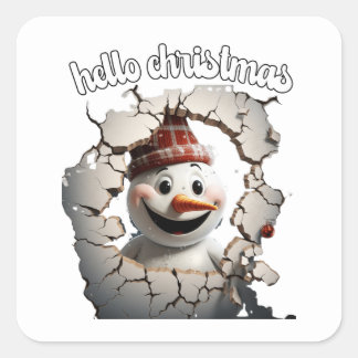 hello christmas square sticker