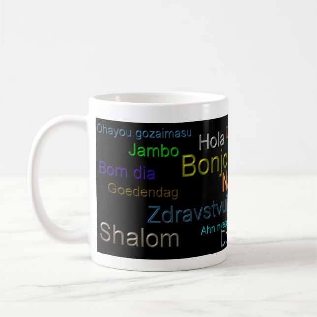 Hello  - Coffee Cup, Beverage, Language Coffee Mug (Left)
