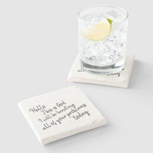 'Hello' Comfort Faith Inspiration White Black Stone Coaster