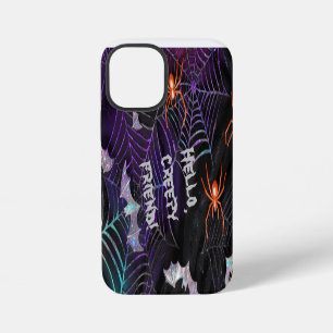 Hello Creepy Friend Purple Web Orange Spider Bats iPhone 12 Mini Case
