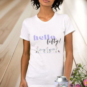 Hello (Custom AGE) - lavender florals Birthday T-Shirt