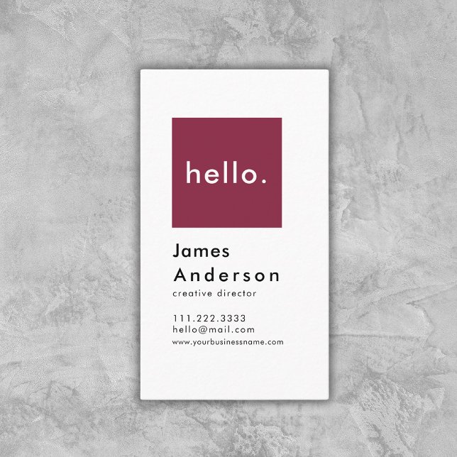 Hello Custom Simple Modern Generic  Business Card (Creator Uploaded)