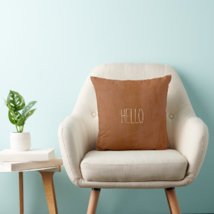 HELLO Custom Watercolor Tangerine Orange Stucco Cushion