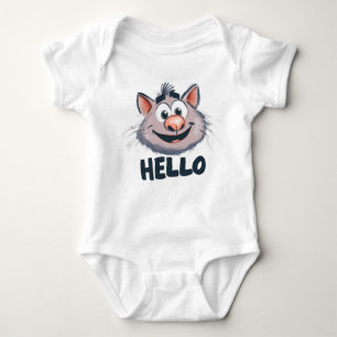 "Hello" Cute Animal Baby Bodysuit