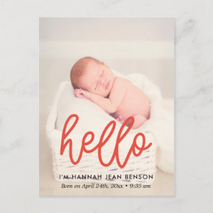 Hello - Cute birth announcement photo Postcard