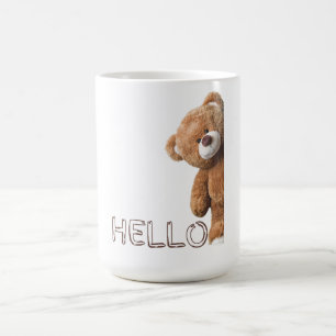 Hello Cute Brown Teddy Bear           Coffee Mug