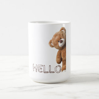 Hello Cute Brown Teddy Bear Coffee Mug