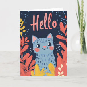 Hello Cute Cat Holiday Card