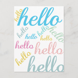 Hello Cute Colourful Hello Gifts Postcard