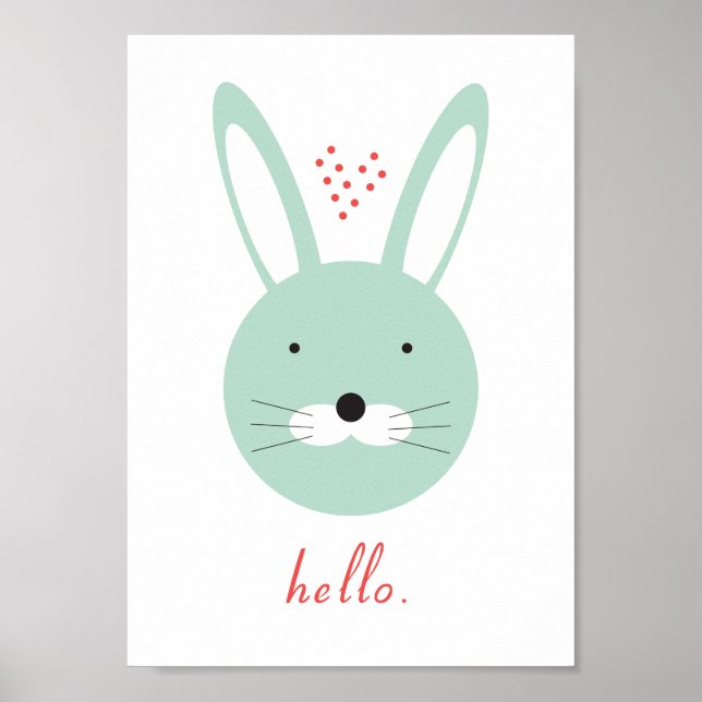 'Hello' cute rabbit poster (Front)