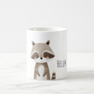 Hello Cute Raccoon Animal Coffee Mug