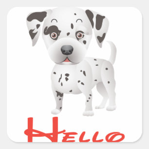 Hello Dalmatian Puppy Dog Sticker / Label