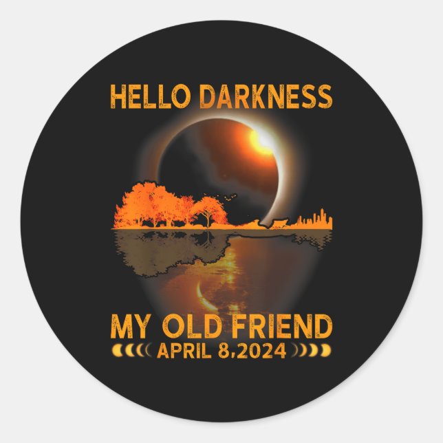 Hello Darkness Friend Solar Eclipse Classic Round Sticker (Front)