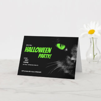Hello Darkness Green Eyes Halloween Party Card