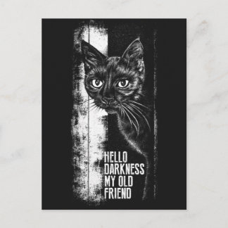 Hello Darkness My Old Friend Black Cat Sketch Postcard