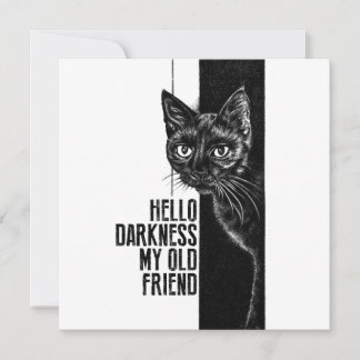 Hello Darkness My Old Friend Black Cat Sketch V2 Invitation