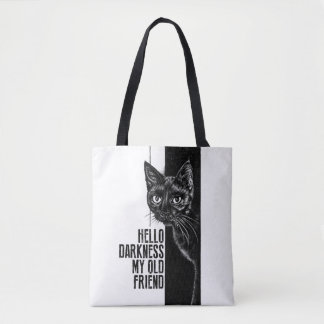 Hello Darkness My Old Friend Black Cat Sketch V2 Tote Bag