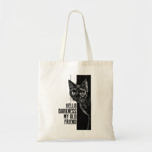 Hello Darkness My Old Friend Black Cat Sketch V2 Tote Bag