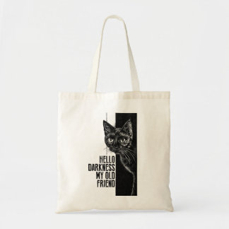 Hello Darkness My Old Friend Black Cat Sketch V2 Tote Bag