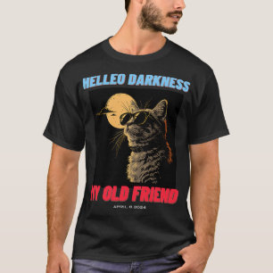 Hello Darkness My Old Friend Cat Eclipse Vintage T-Shirt